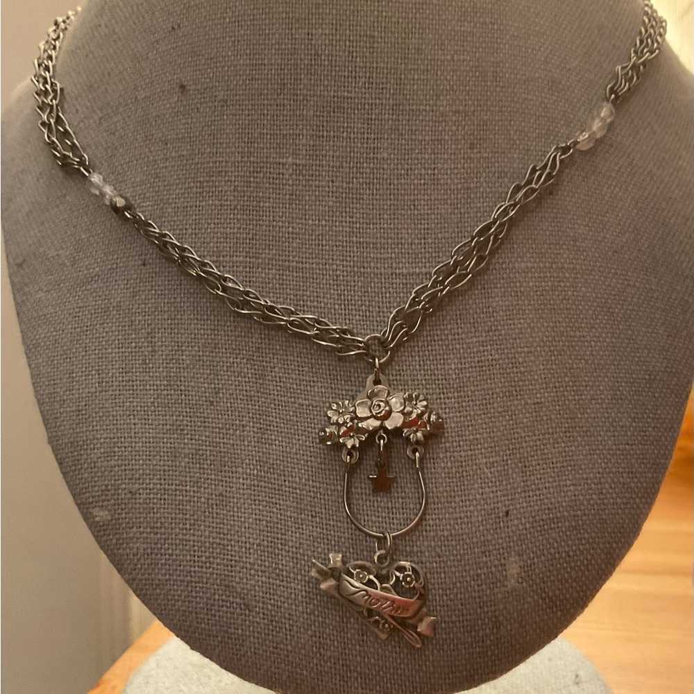 Kirk’s Folly: sterling multi strand flower charm holder heart charm with mother.